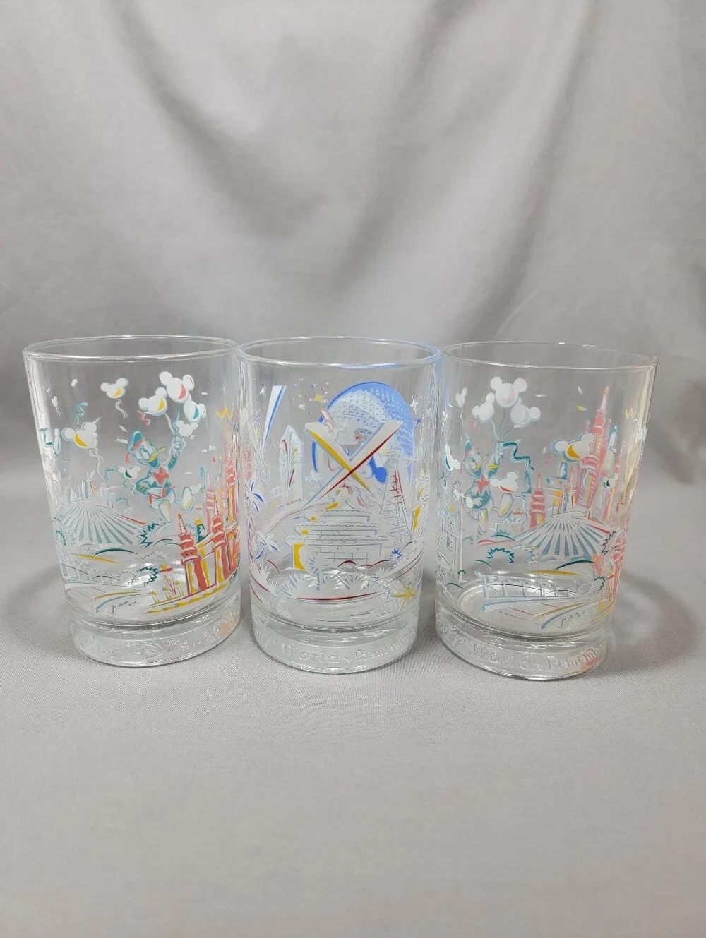 Vtg Disney Remember The Magic 25 Years McDonald's Glasses Mickey Donald Duck Lot